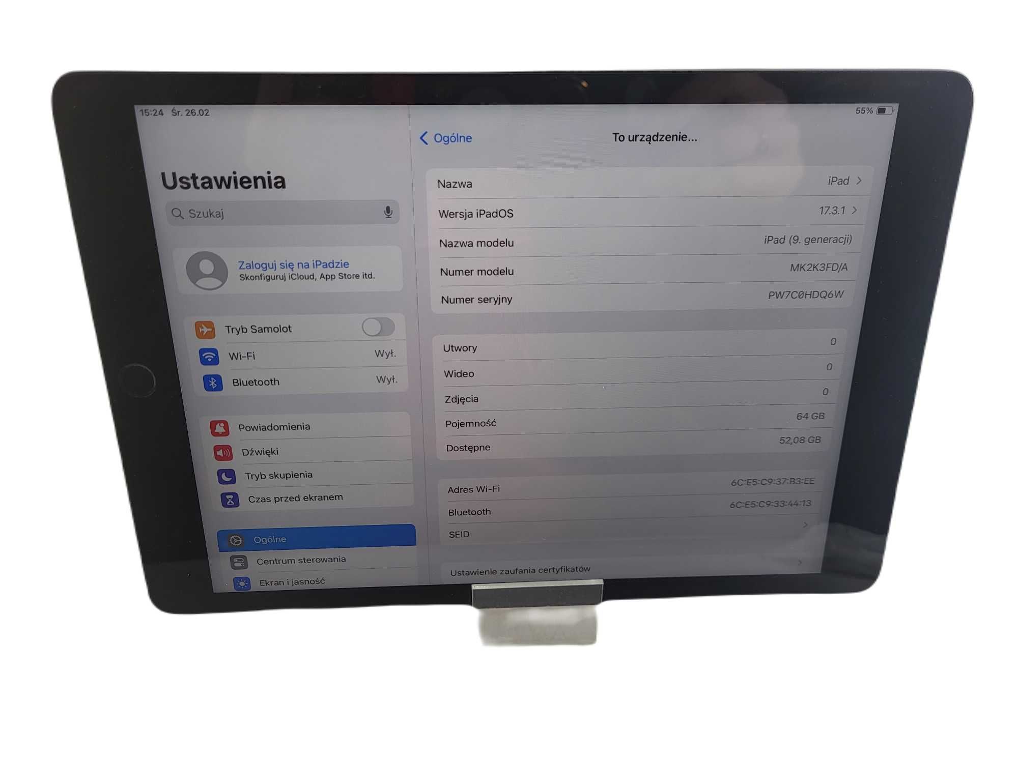 Apple Ipad 10,2" 64GB WI-FI gwiezdna szarość (MK2K3FDA)