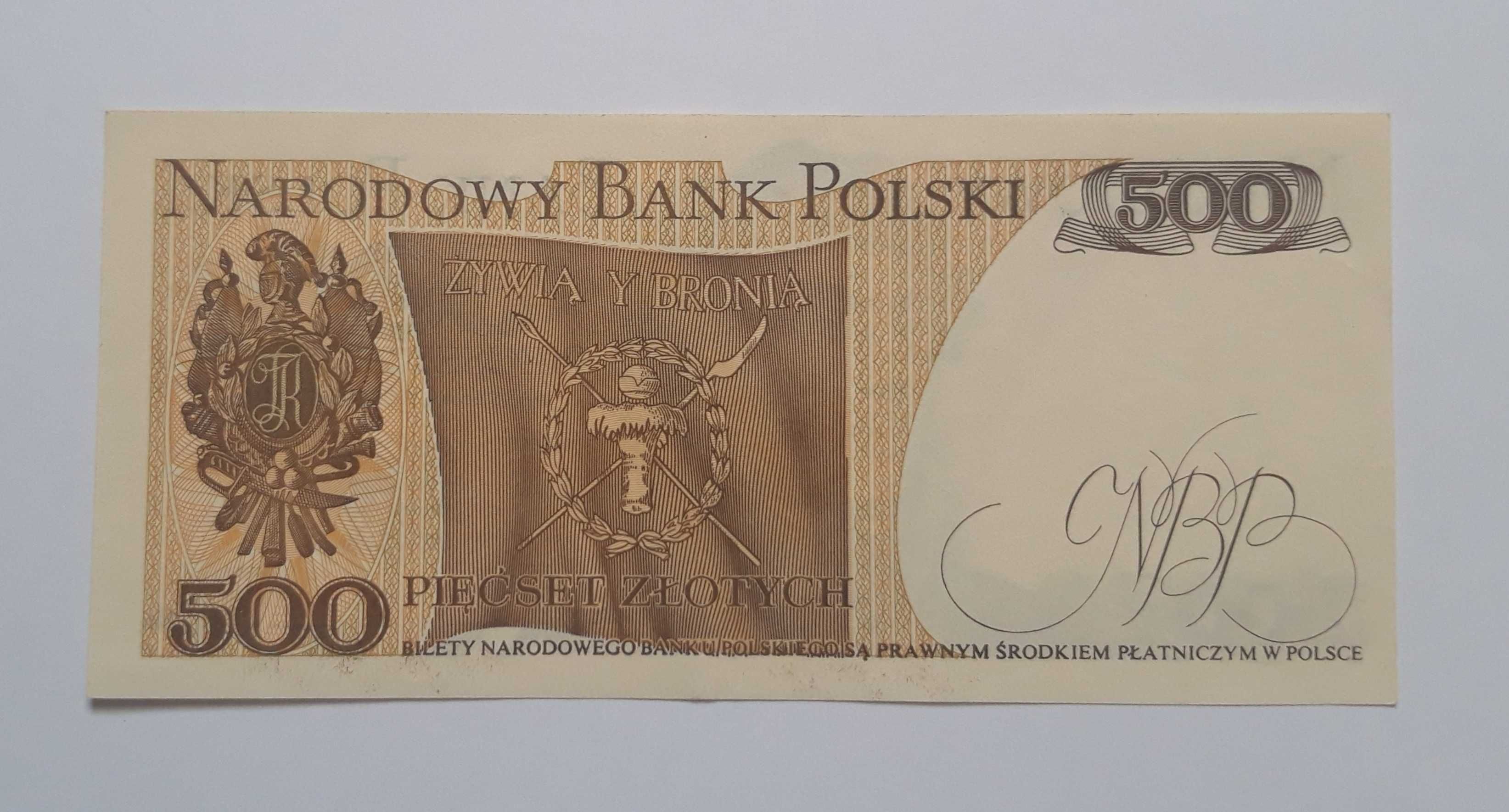 Banknot 500 złotych 1982 Tadeusz Kościuszko UNC seria EB