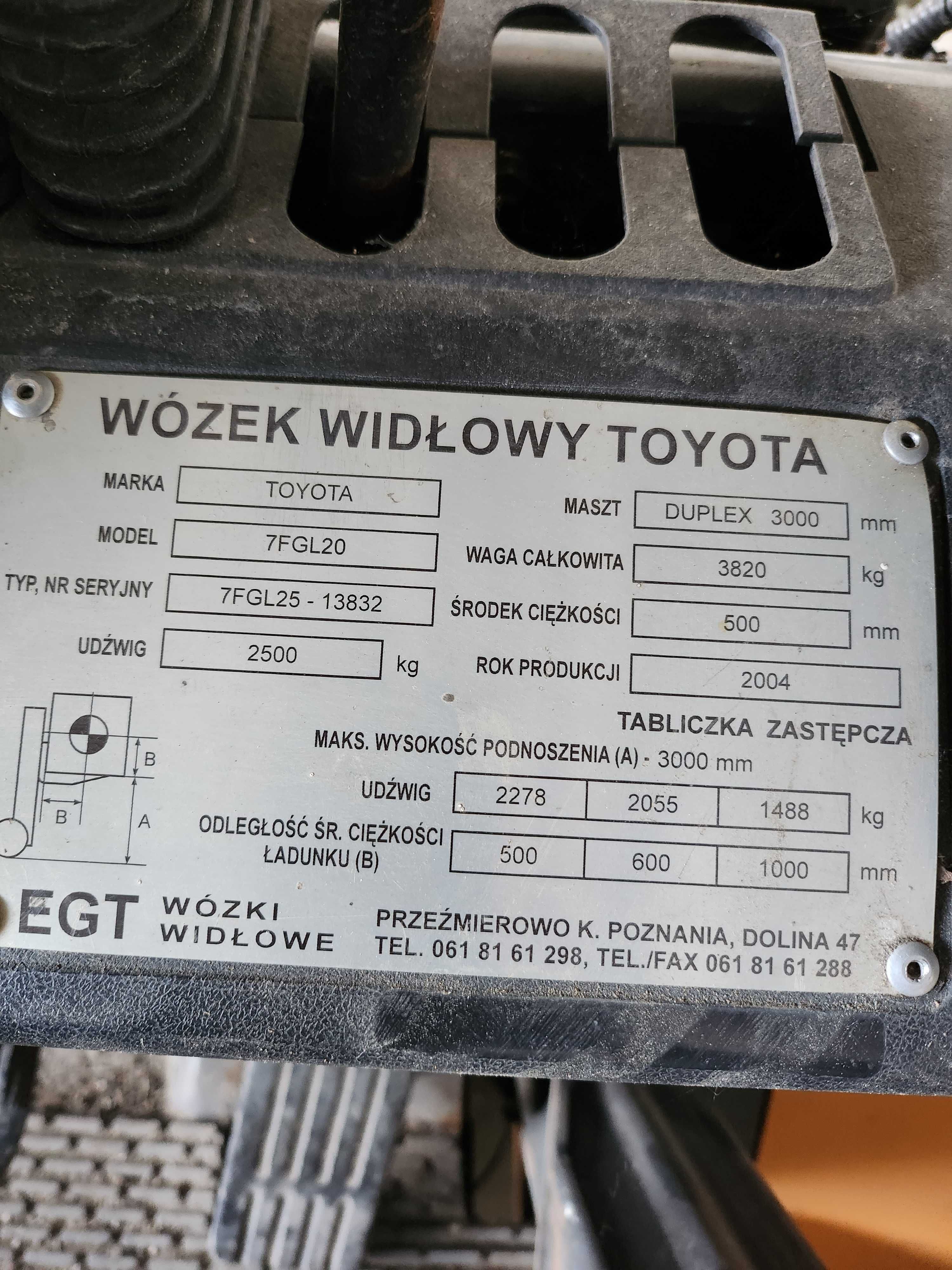 Wózek widłowy Toyota 7FGL20 vat 23%