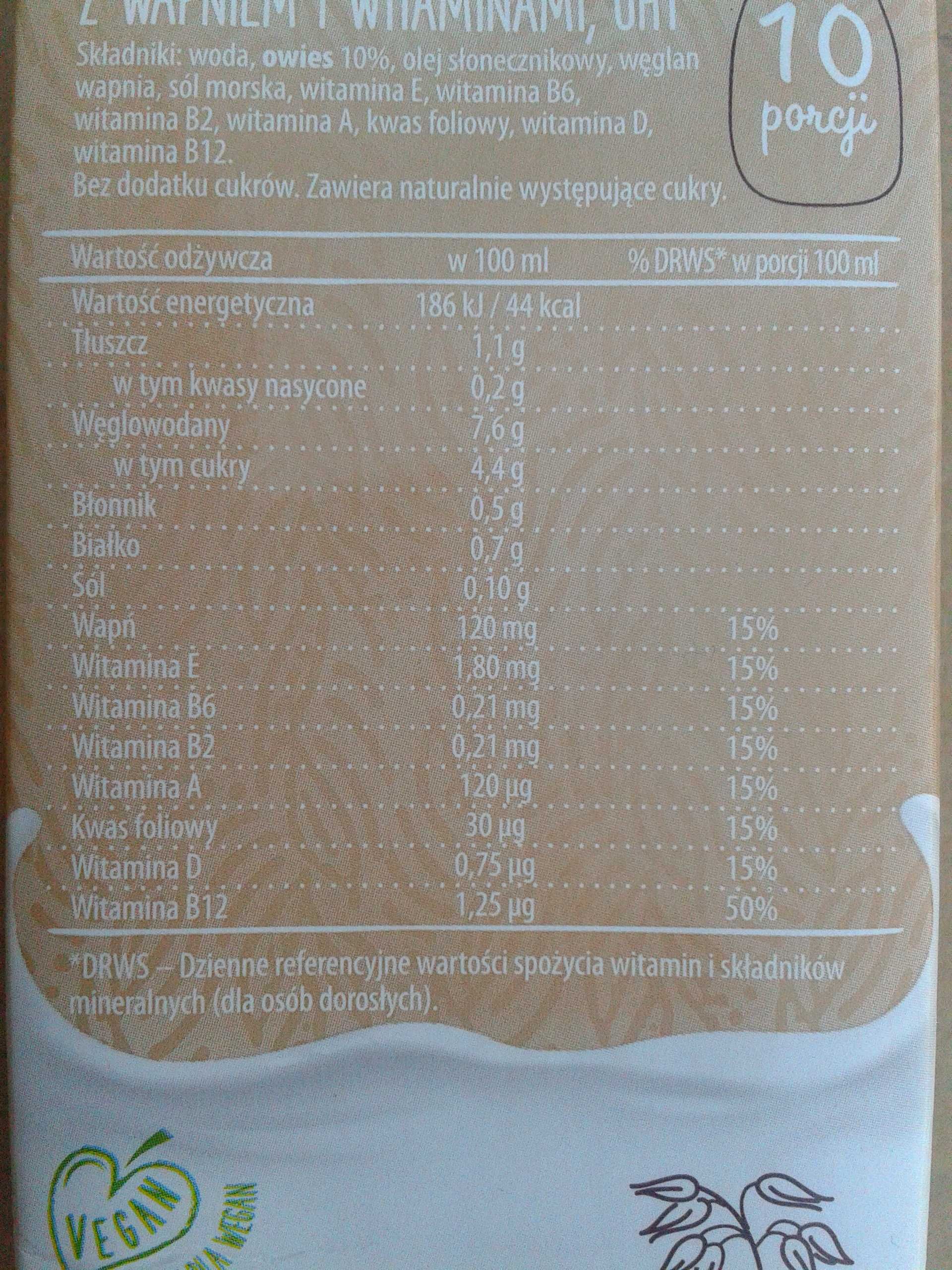 INKA Napój owsiany mleko roślinne bez laktozy i cukru + witaminy 1Lx18