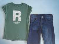 Spodnie jeansy dżinsy h&m t-shirt reserved 146