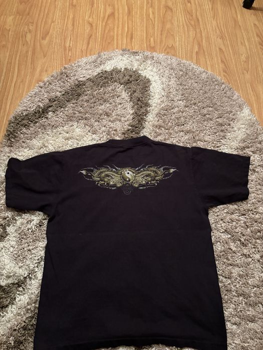 Чорна футболка з яскравим принтом “Дракон і тигр”