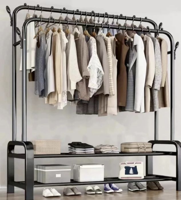 Двойная напольная вешалка стойка для одежды