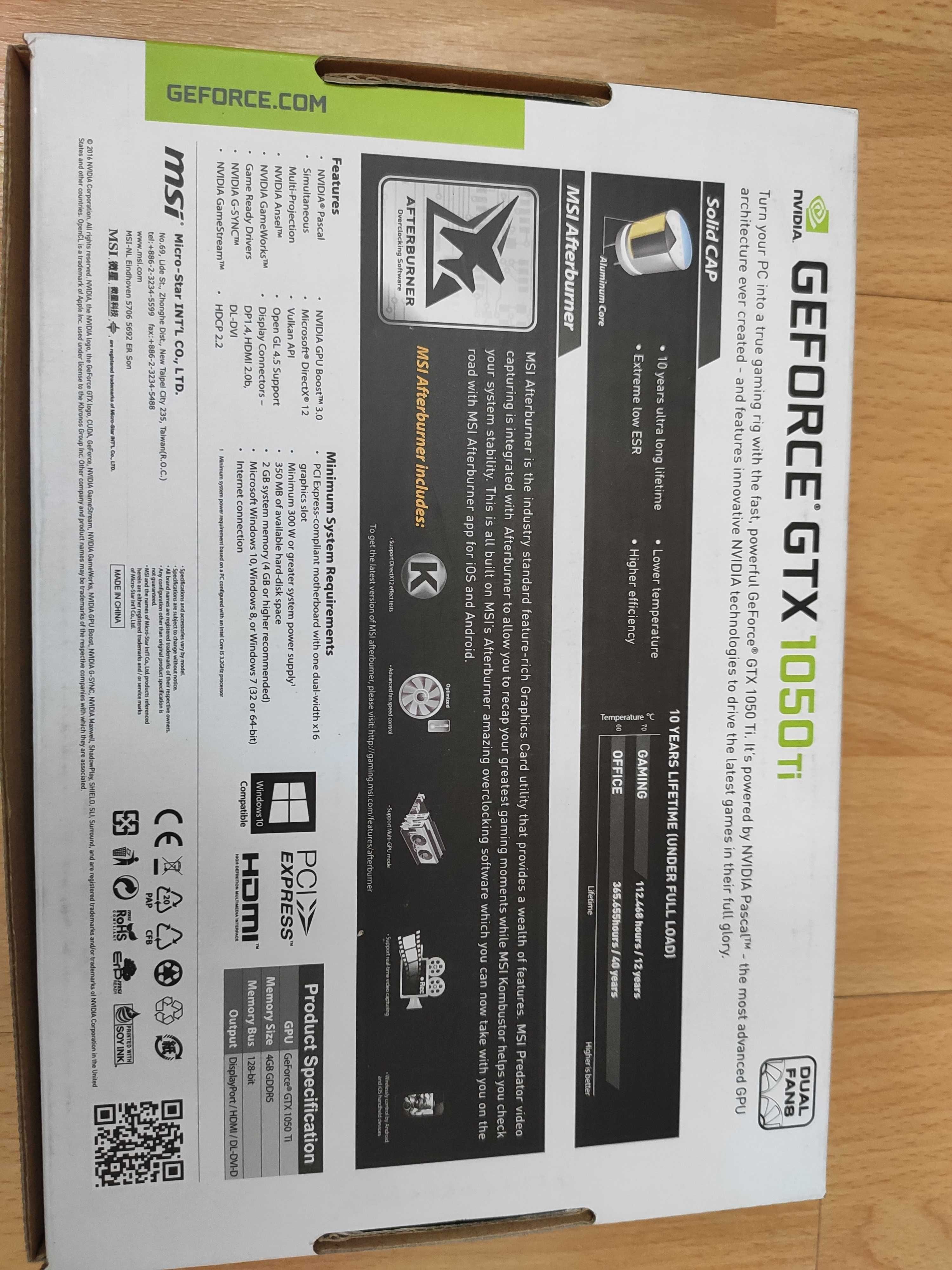 Karta graficzna MSI GeForce GTX 1050 Ti 4GB DDR5 Low profil