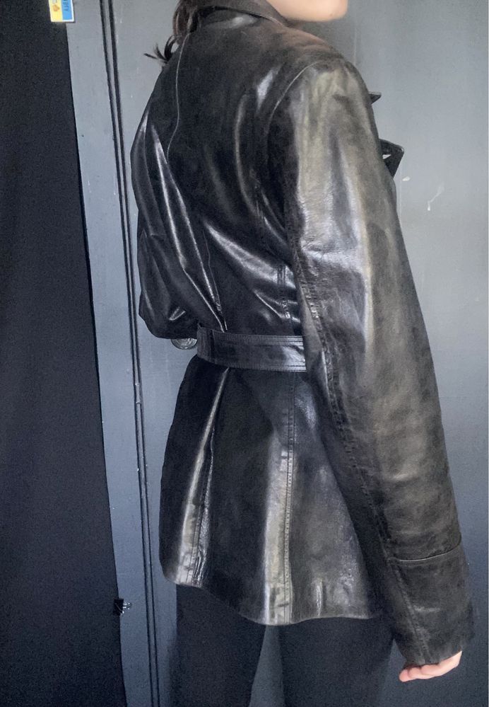 American Base New York шкіряний тренч vintage y2k oversize
