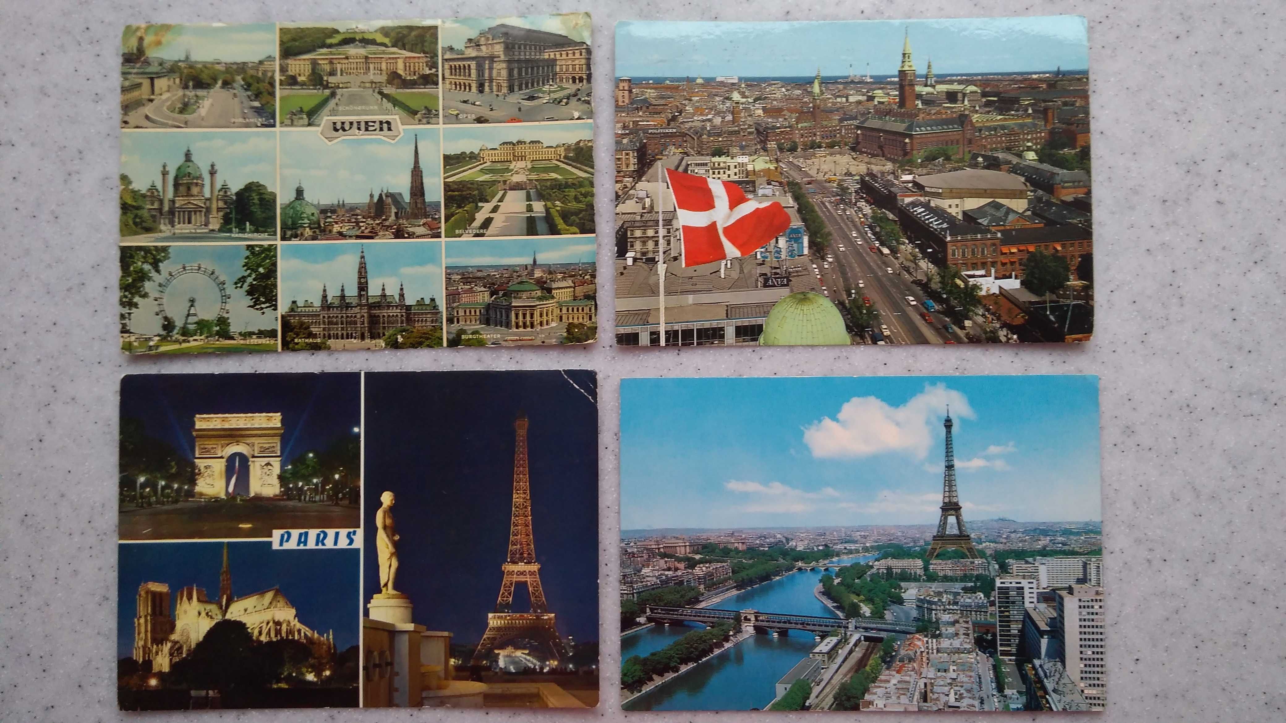 Pocztówki – różne miasta Europy. Lata 70-te 9 sztuk