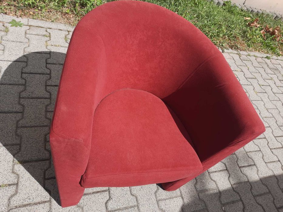 2 x Fotel pokoju biura poczekalni sypailni półokrągły bordowy solidny