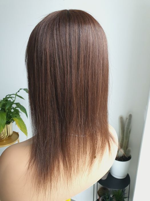 Tupet topper dopinka z włosów naturalnych w 100% brąz Jowita 40 cm