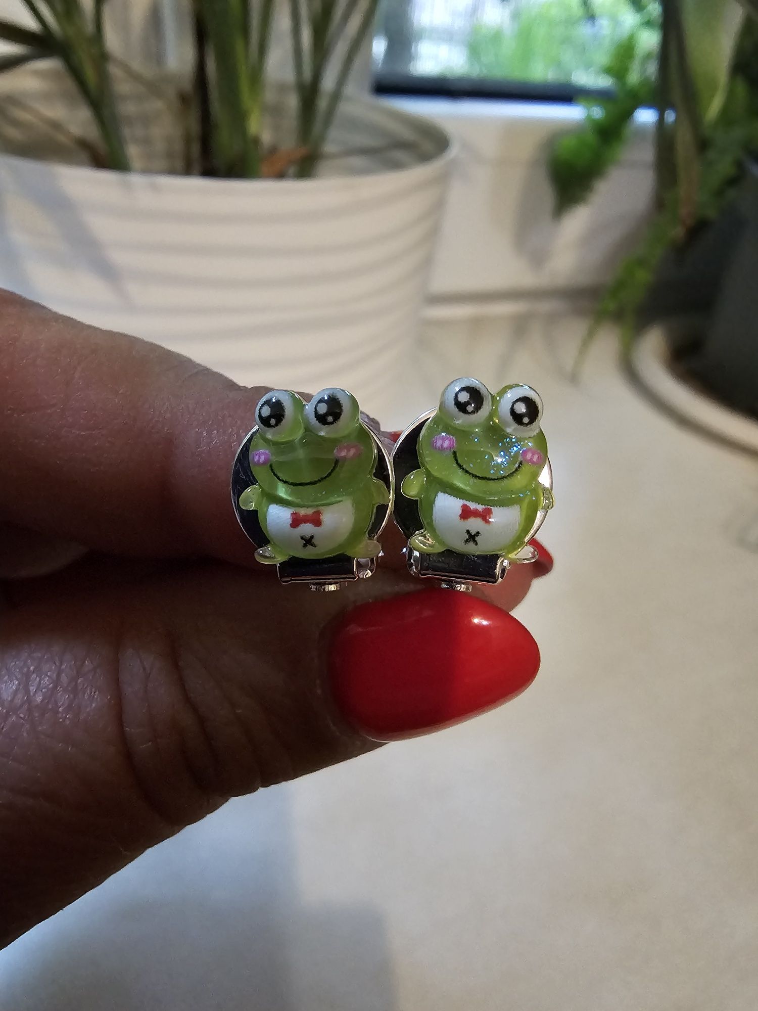 Klipsy dla dziewczynki żabki handmade