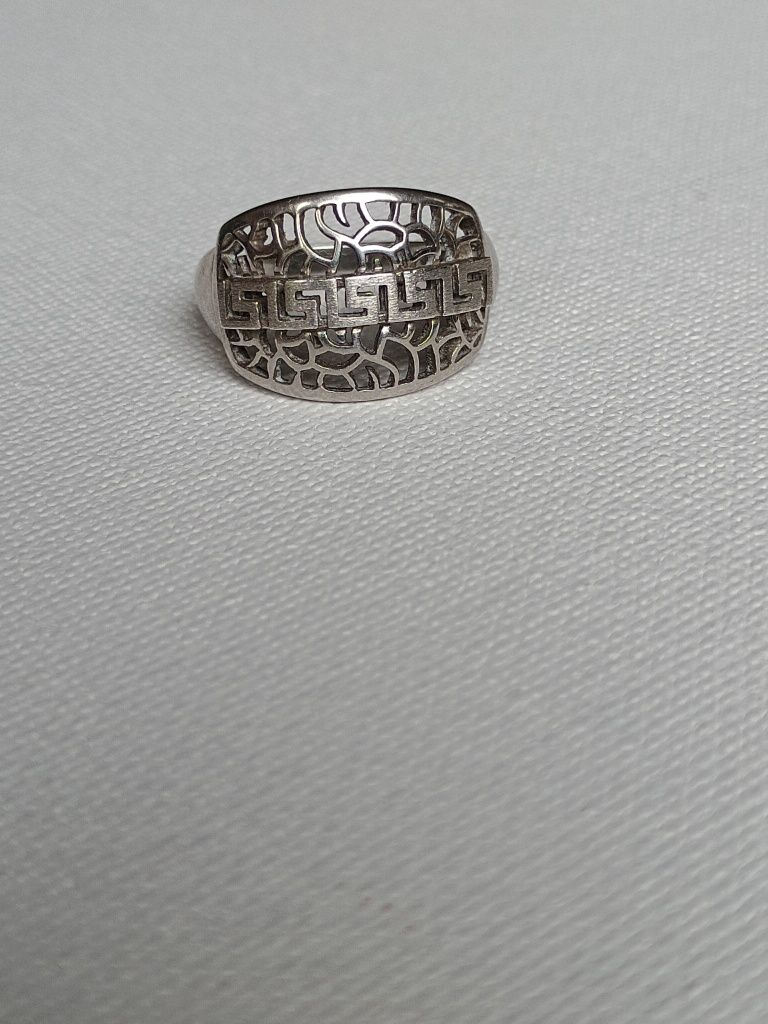 Piękny srebrny pierścionek z motywem greckim, srebro 925, vintage