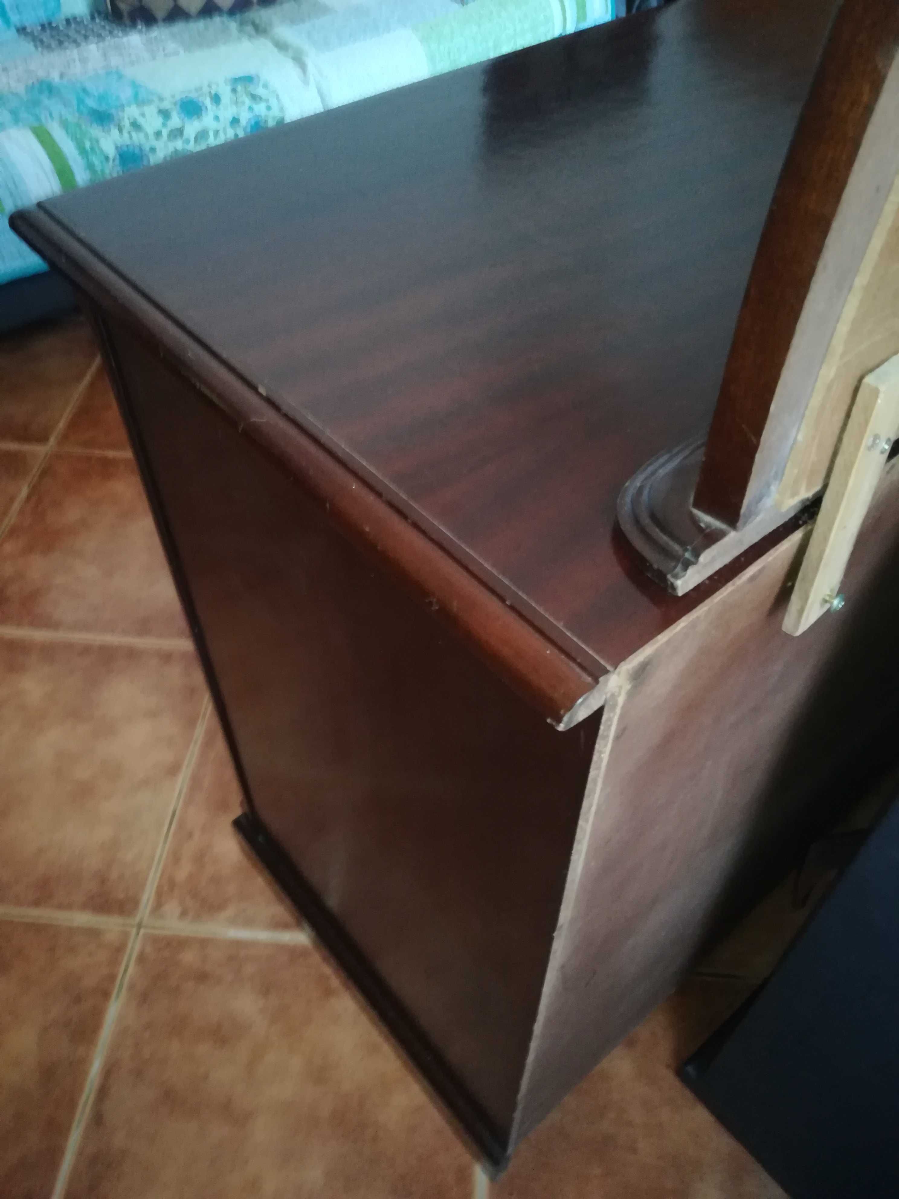 Comoda Com Espelho Madeira Maciça Castanho