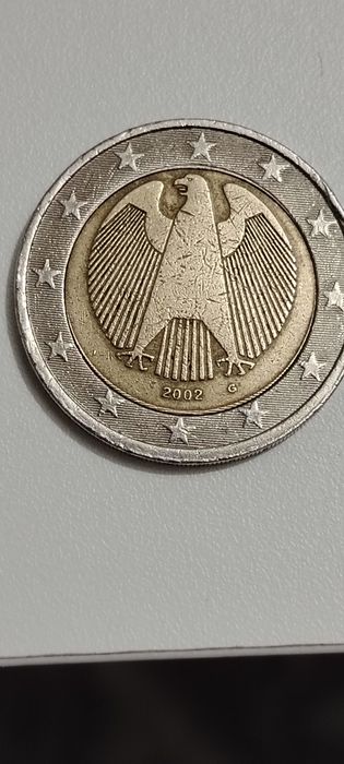 2 Euros 2002 Alemanha Letra G Com defeito de cunhagem