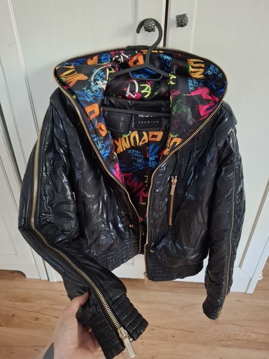 Oryginalna Negativ!! Kurtka L przejściowa pikowana bomberka z kapturem