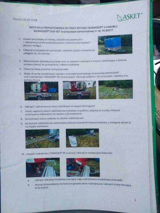 Brykieciarka - mobilny zestaw do brykietowania słomy BIOMASSER DUO-SET