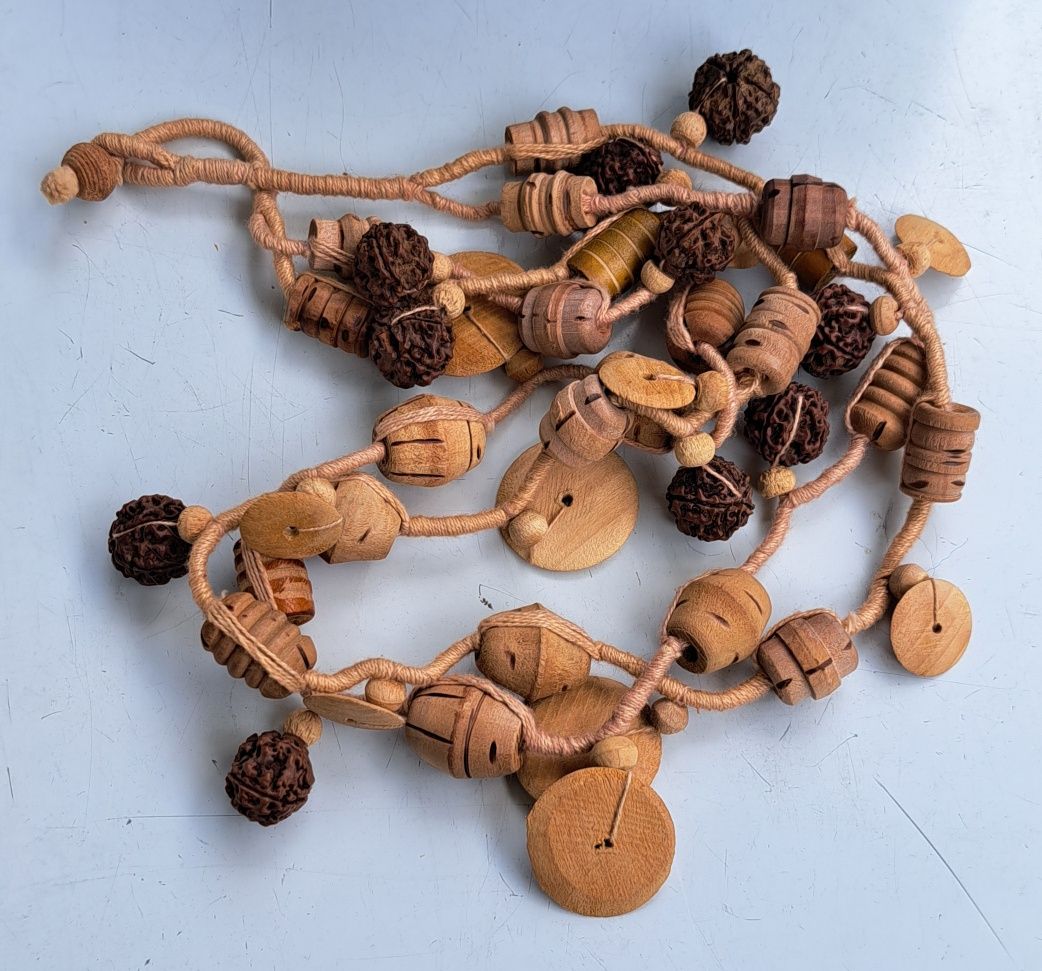 Vintage Retro biżuteria korale handmade drewniane
