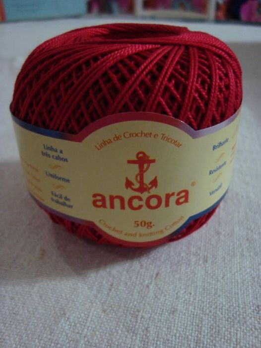 Linha para Crochet Ancora Nº 6 Vermelho novelo 50gr