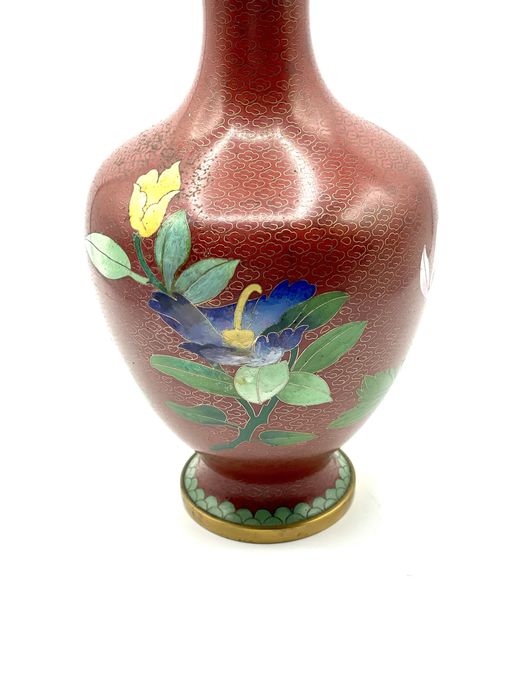 Jarra cloisonné vermelha antiga