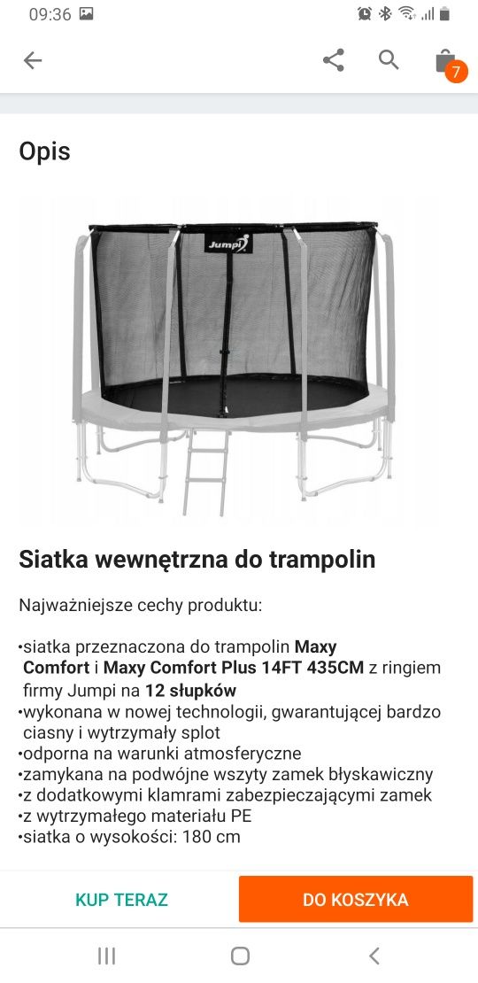 Siatka do trampoliny Jumpi 312-312 cm