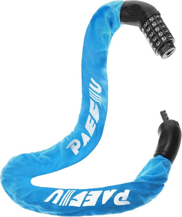 Mocny Zamek Łańcuchowy z Kodem 5-Cyfrowym, Zamek Rowerowy (Niebieski)