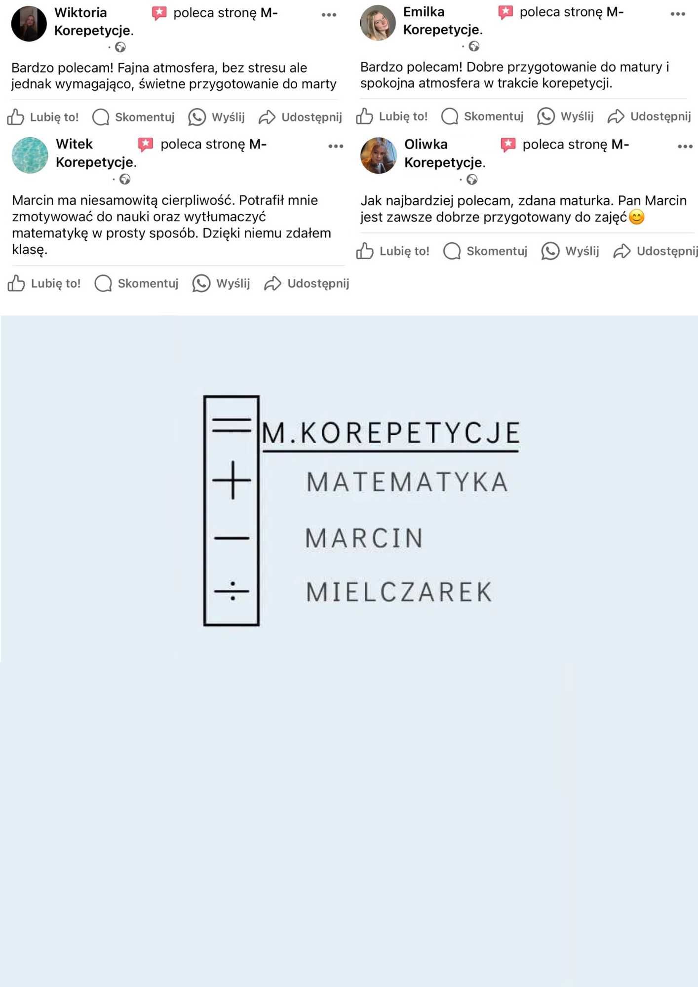 Korepetycje Matematyka / Matura / Egzamin Ósmoklasisty