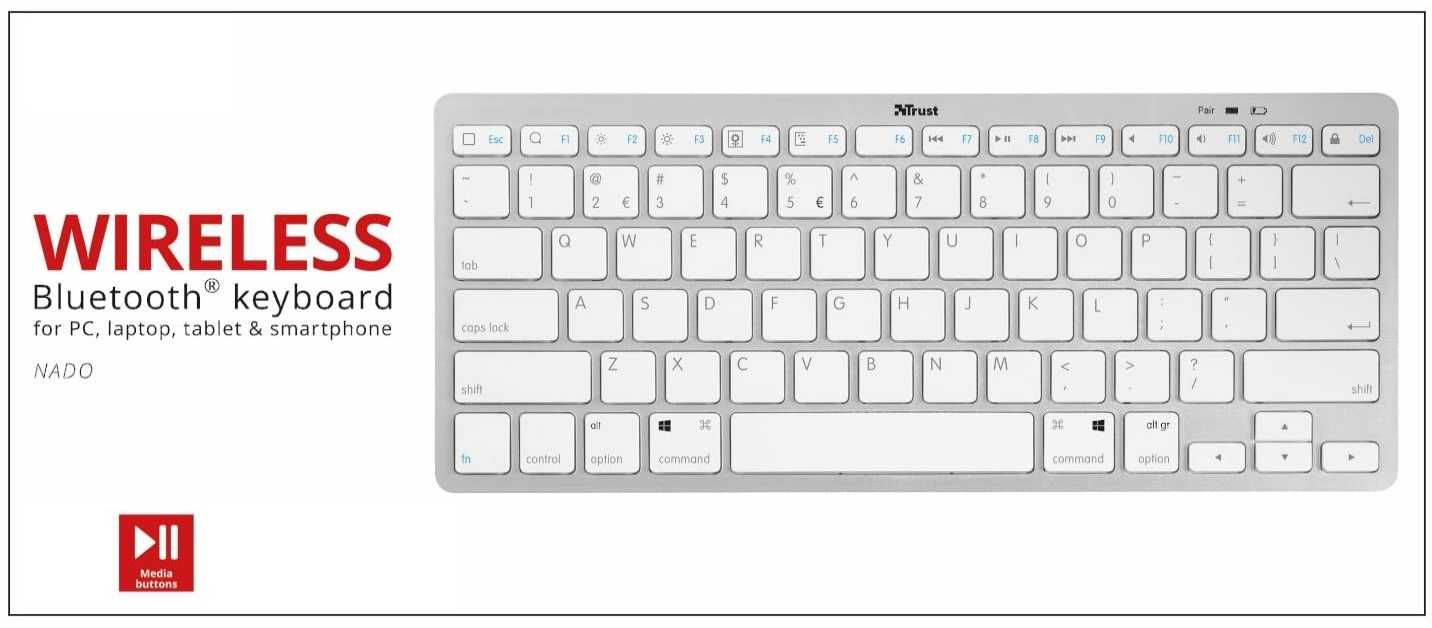 Trust Nado Klawiatura bezprzewodowa Bluetooth iPad Macbook cienka