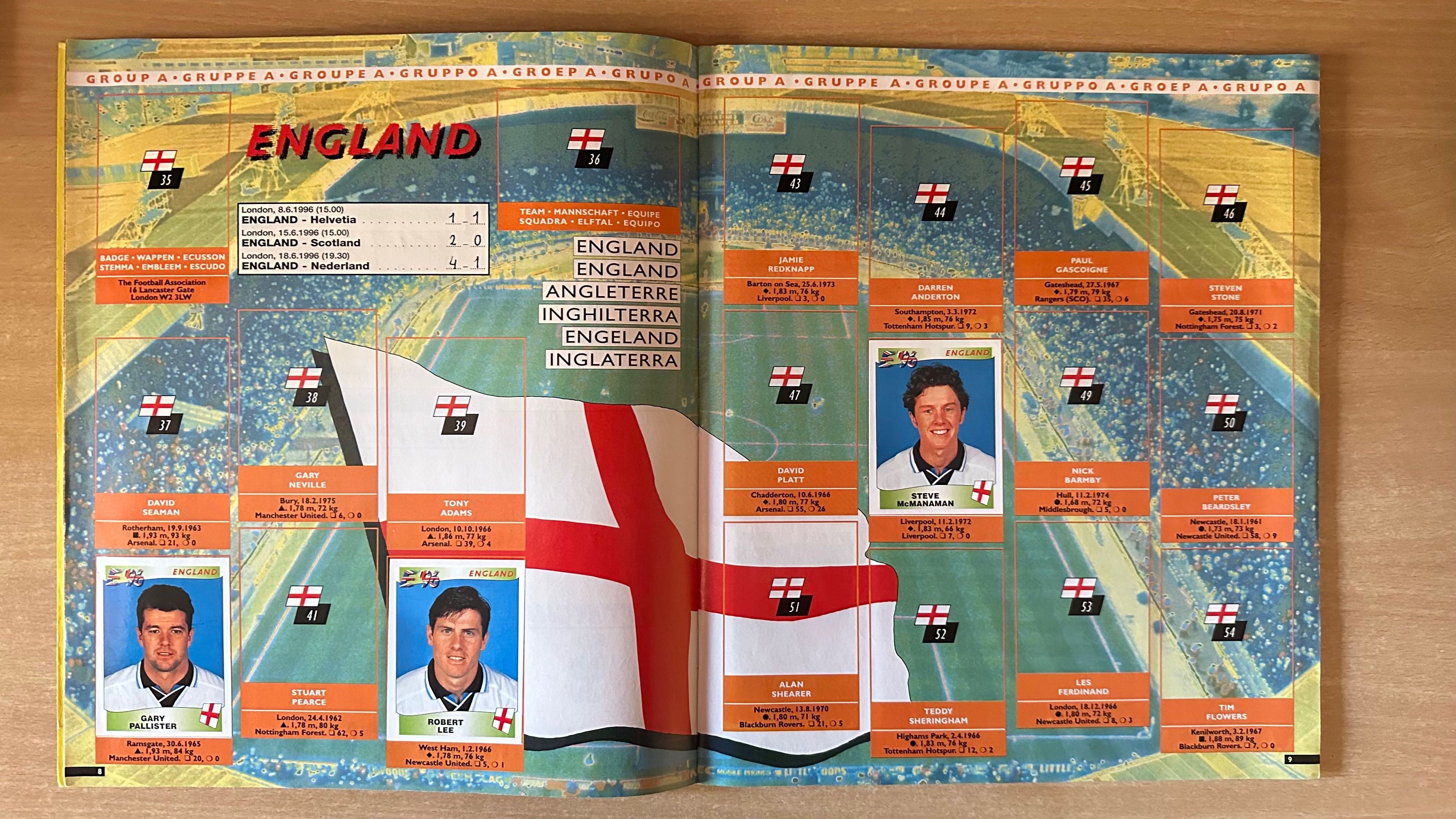 UEFA Euro England 1996 - album PANINI [naklejonych 72/354] UNIKAT