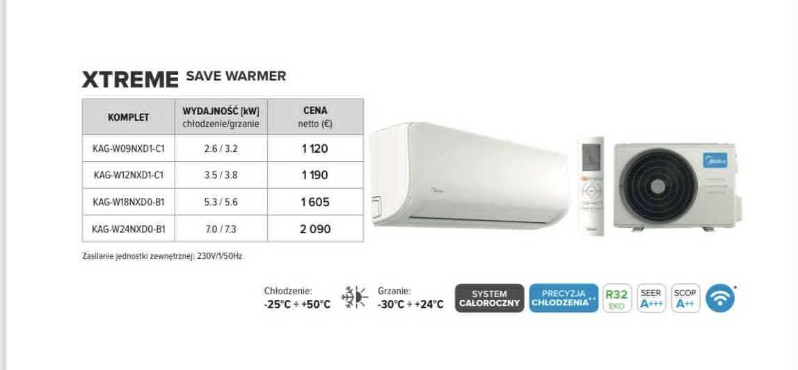 Klimatyzator Midea xtreme save warmer 3,5 kw Z MONTAŻEM