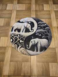 Nowy dywan okrągły 80 cm Słonie