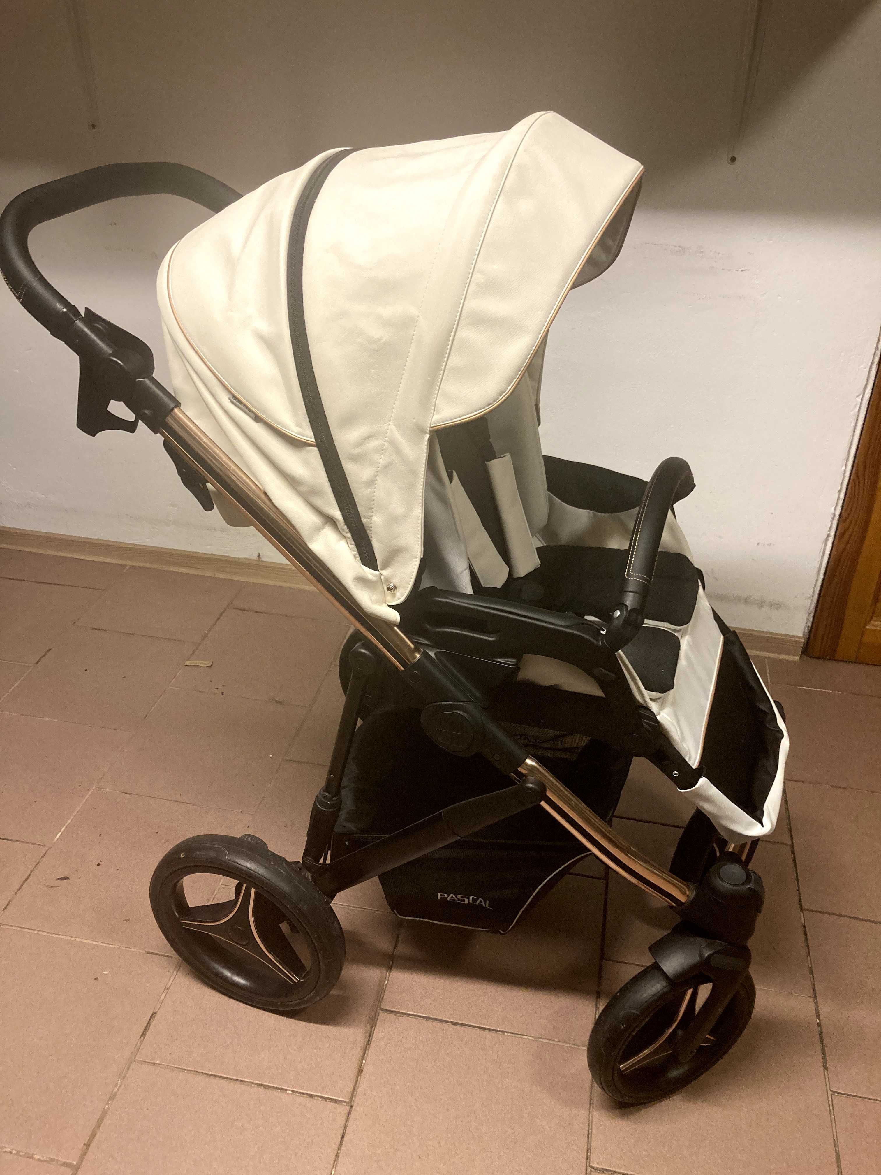 Wózek BEBETTO PASCAL PREMIUM 2w1 / 3w1 / 4w1 z Isofix Eko Skóra Biały