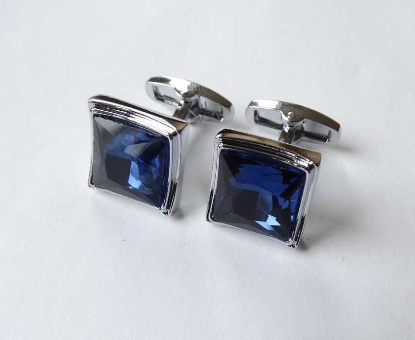 Klasyczne spinki do mankietów koszuli mankietowe niebieskie na ślub