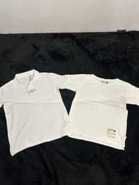 2x Zara koszulki bluzki T-shirt polo białe 134cm