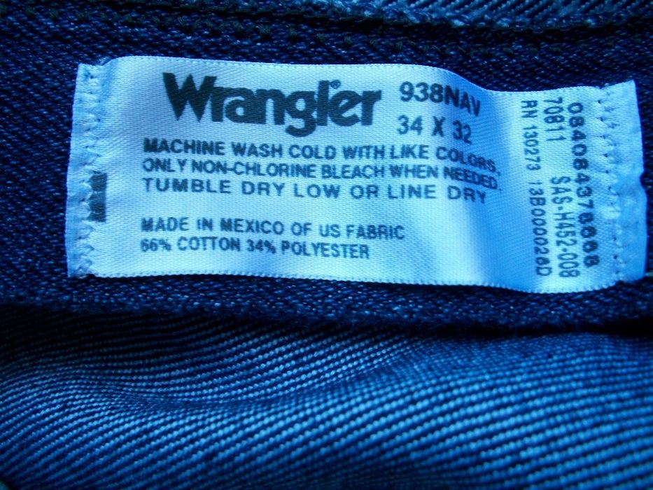 джинсы Wrangler 938 nav 34 14 oz полут 44-45см оригинал