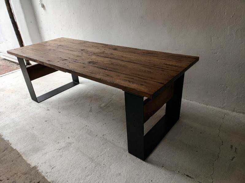Stół dębowy na metalowych nogach 220x90
