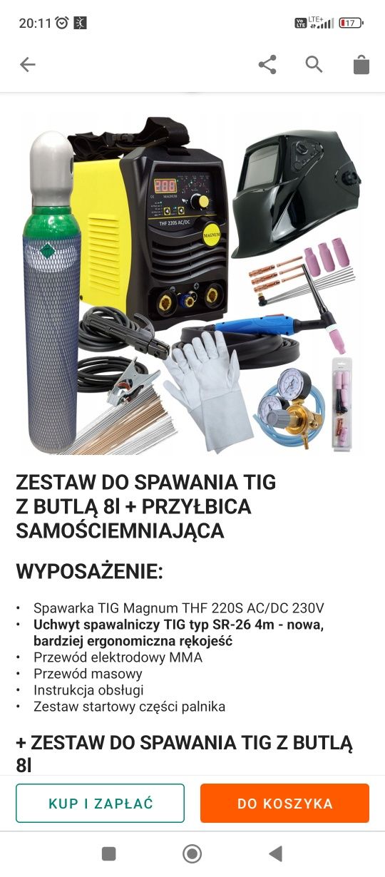 Spawarka TIG zestaw