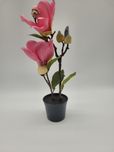 Magnolia 38cm kwiat sztuczny w doniczce kolor różowy