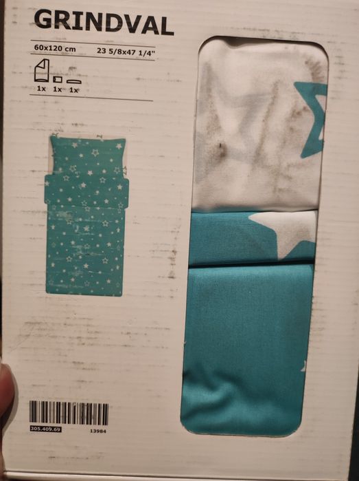 Ikea Grindval Komplet Pościeli Turkusowy 60X120, 110x125