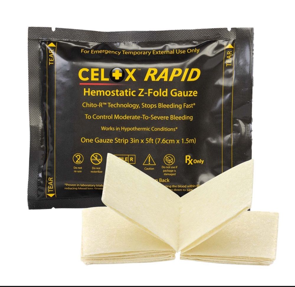 Бинт гемостатичний celox rapid марля гемостатична combat gauze xstat