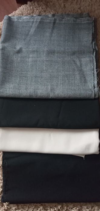 Відрізи ткани кремовий,клітинка для брюк,спідниці.