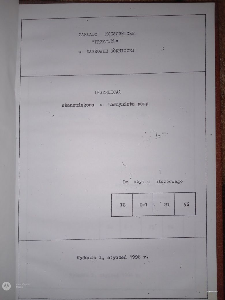 Sprzedam dokumenty z zakładów koksowniczych przyjaźń Dąbrowa Górnicza