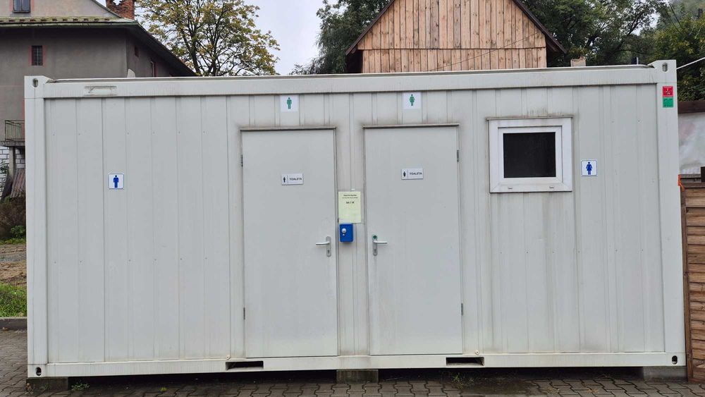 Kontener sanitarny toaleta damsko/męska 6x2,5 wc  pisuar bojler kabiny
