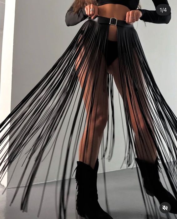 Юбка бахрома екошкіра ручна робота