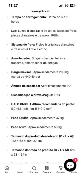 Trotinete halo knight t107 pro igual a nova