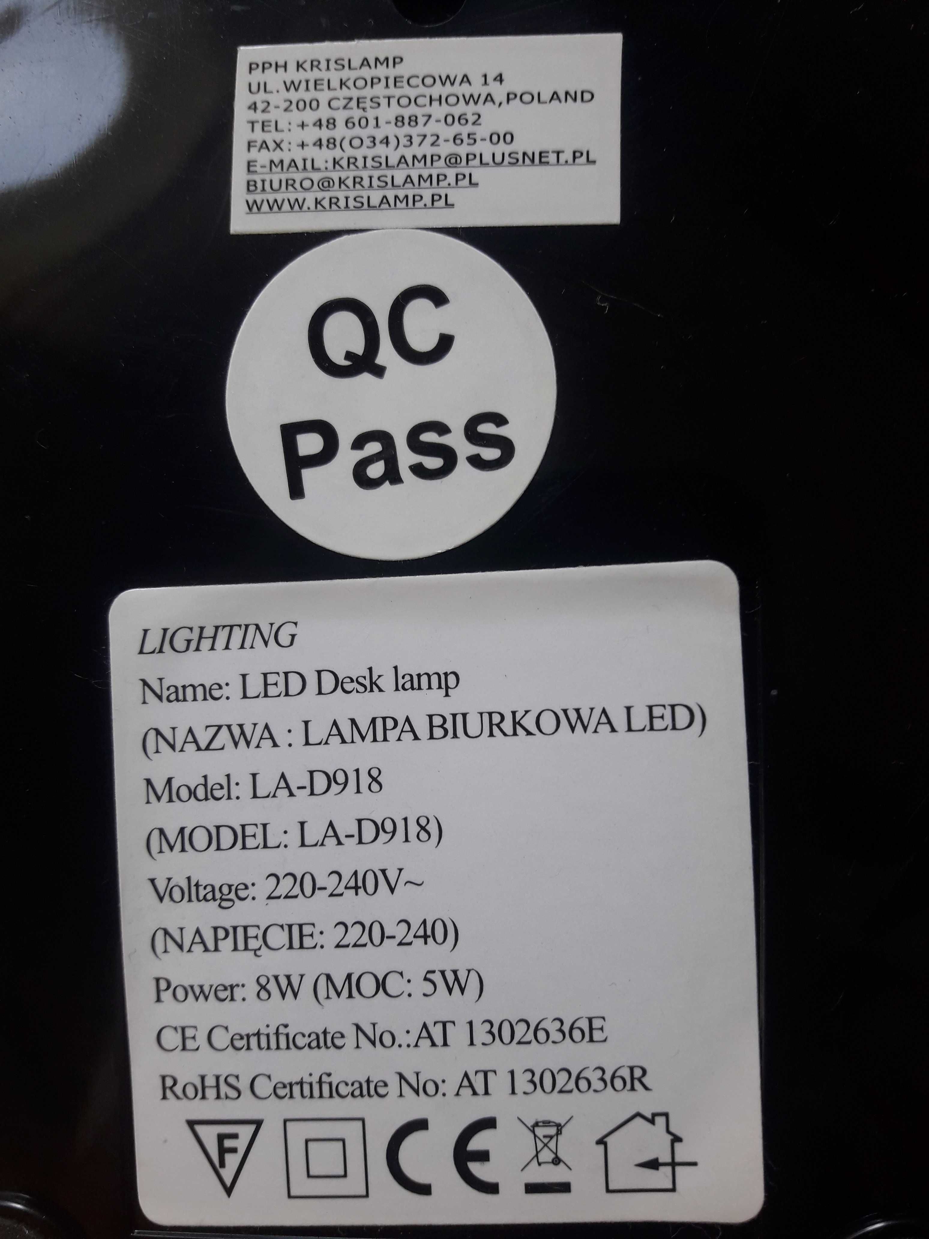 Lampka na biurko LED