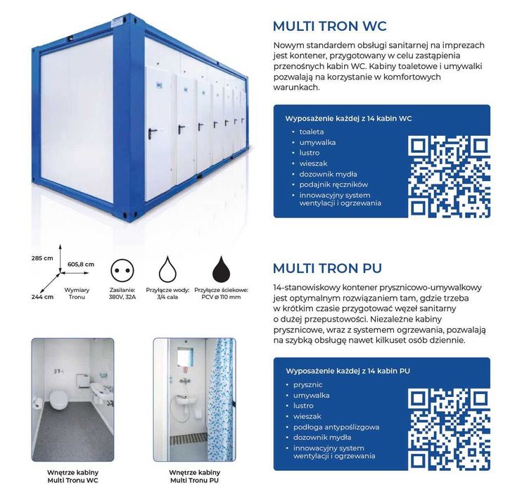 Kontener biurowy sanitarny wynajem na budowę toaleta przenośna WC