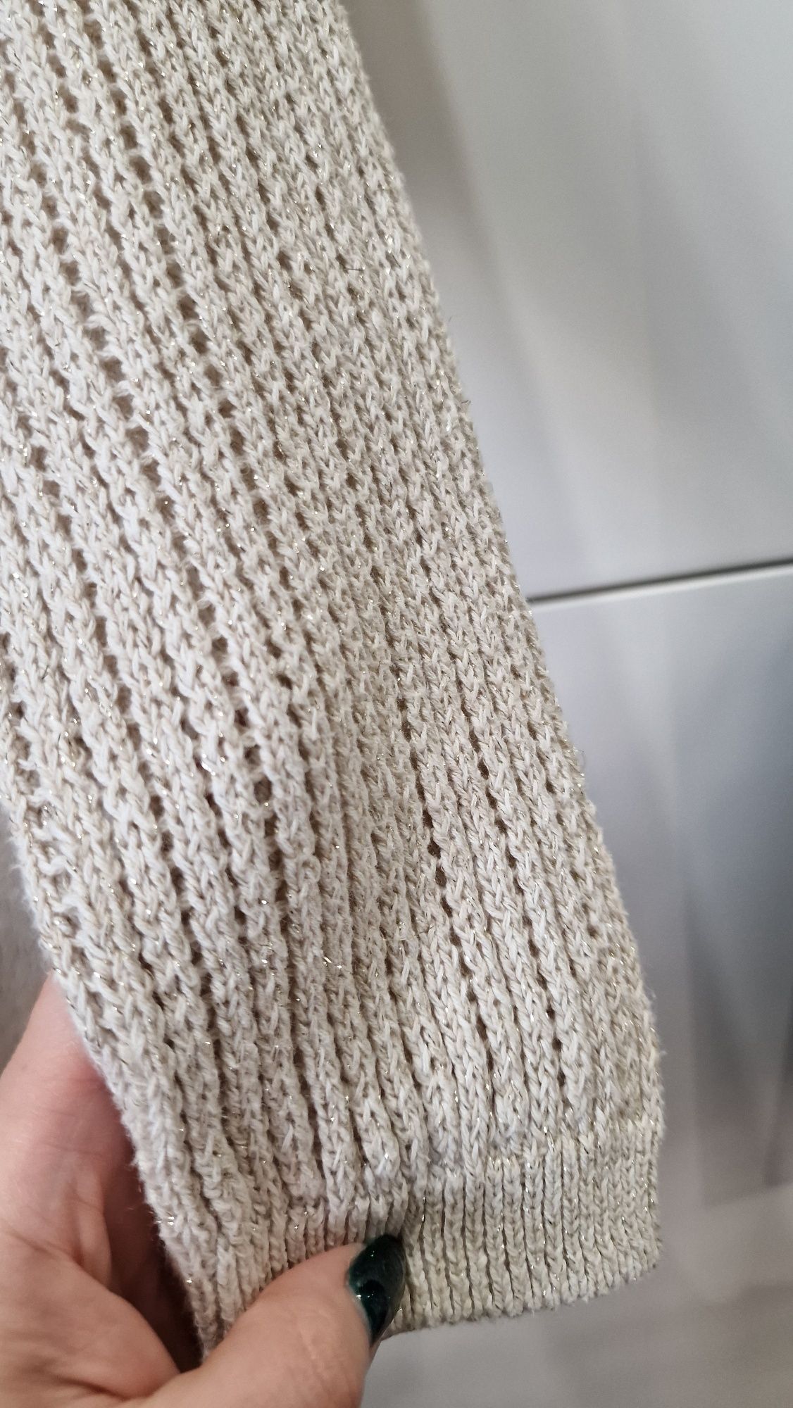 Swetr sweterek Massimo Dutti 40 38 m l ażurowy dzianina nitka złoty