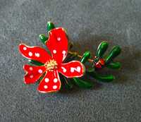 Alfinete / Broche / Pregadeira Flor c/ Joaninha NOVO