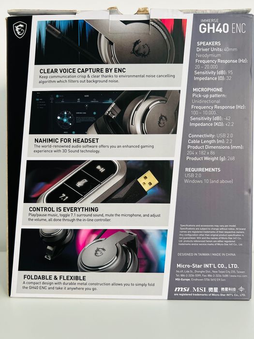 Headset MSI Immerse GH40 ENC