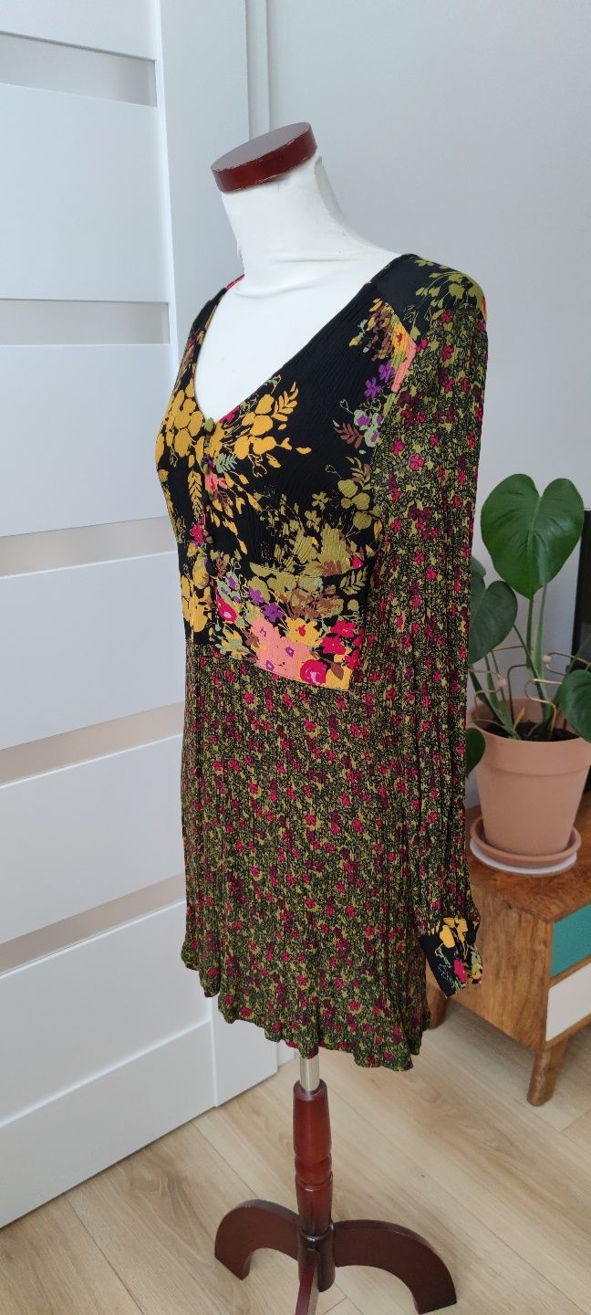 Sukienka z długim rękawem lub tunika Next S/36/8 czarna w kwiaty