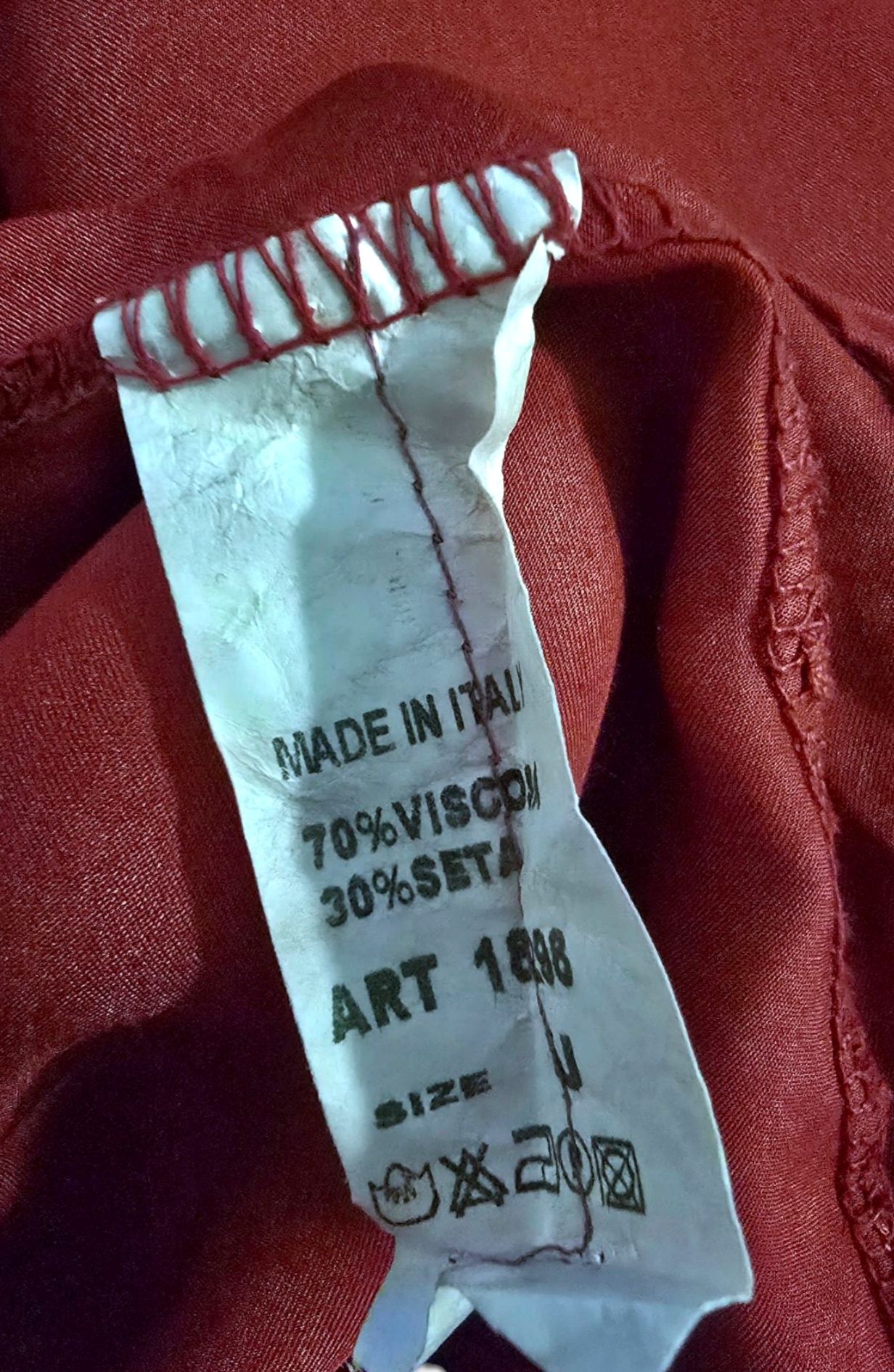 Stylowa Włoska Bluzka w Kolorze Wina Falbany I Koronka