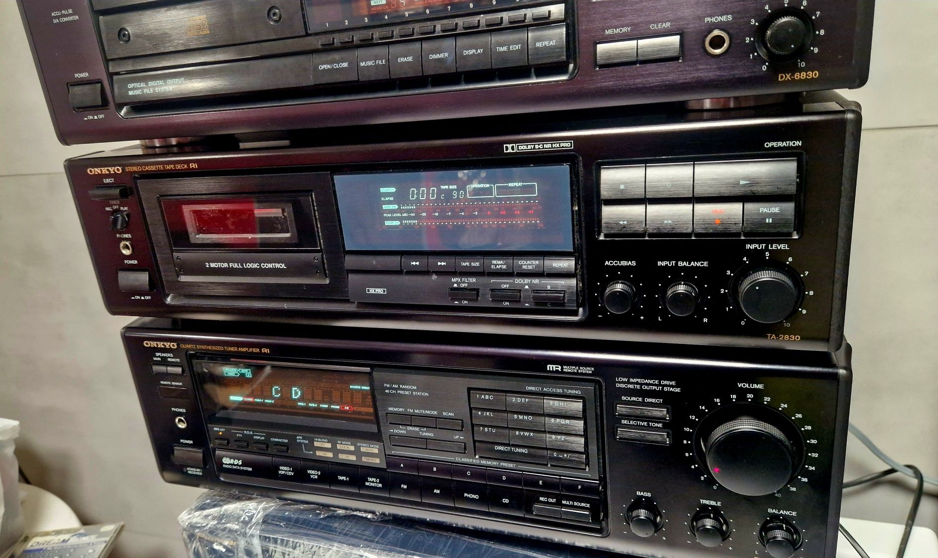 Amplituner kaseciak CD Onkyo DX-6830 TA-2830, TX-9031RDS TA-2750